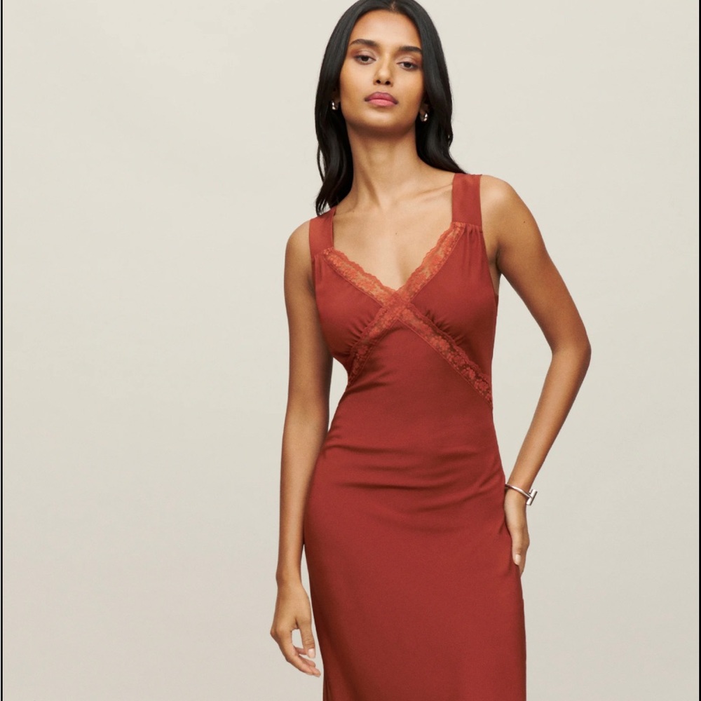 NWT Reformation Provence Silk Dress Oxide